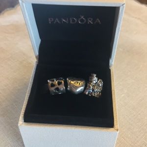 Pandora set of 3 love/wedding/anniversary charms.